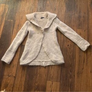 Berretti Beige Cardigan Sweater Chunky Knit Made In Italy Wool Mohair Alpaca